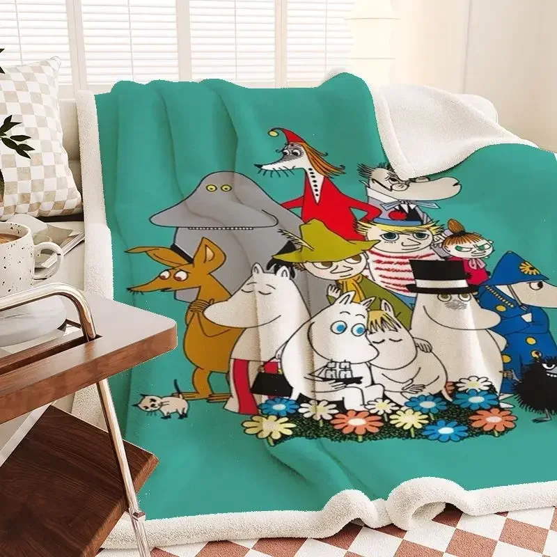 M-Moomins Thick Warm Nap Blanket Soft Air Conditioning Cover Throw for Office Noon Break Autumn Winter Thickened Quilt for Daily