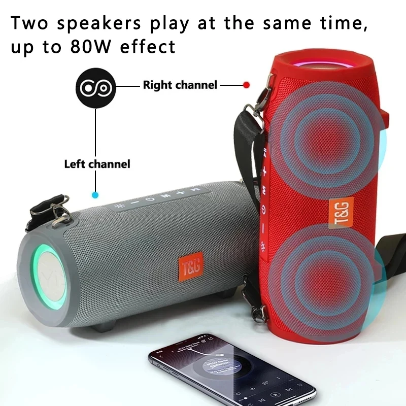 TG322 Portable Bluetooth Speaker Sound Radio LED Light Wireless 3600MAH Waterproof Outdoor Subwoofer Stereo Sound Box TF FM Radi