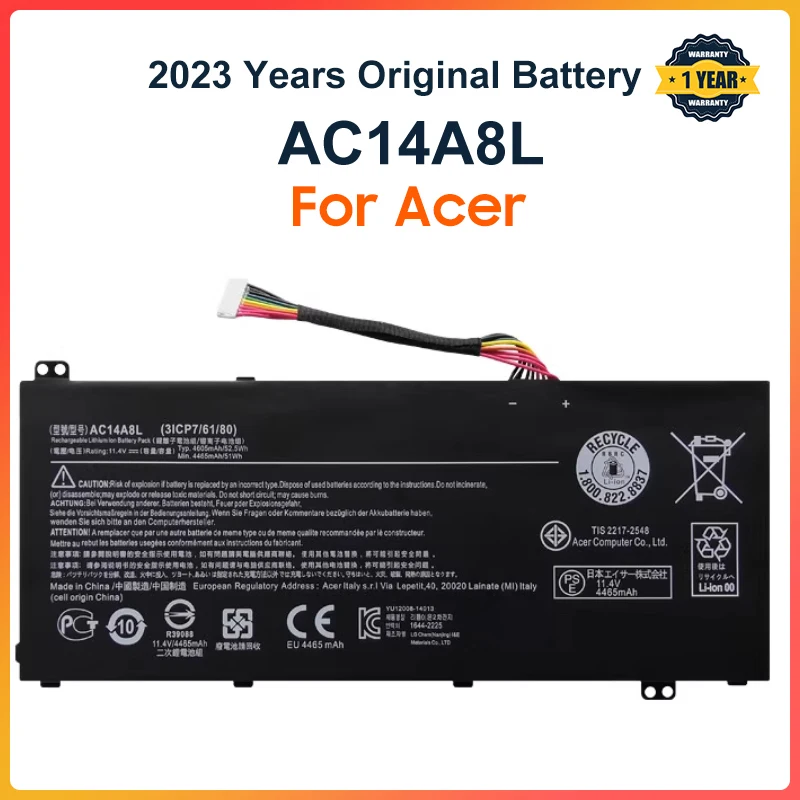 AC14A8L Laptop Battery For Acer Aspire VN7-571 VN7-571G VN7-591 VN7-591G VN7-791G MS2391 KT.0030G.001 11.4V 4605mAh