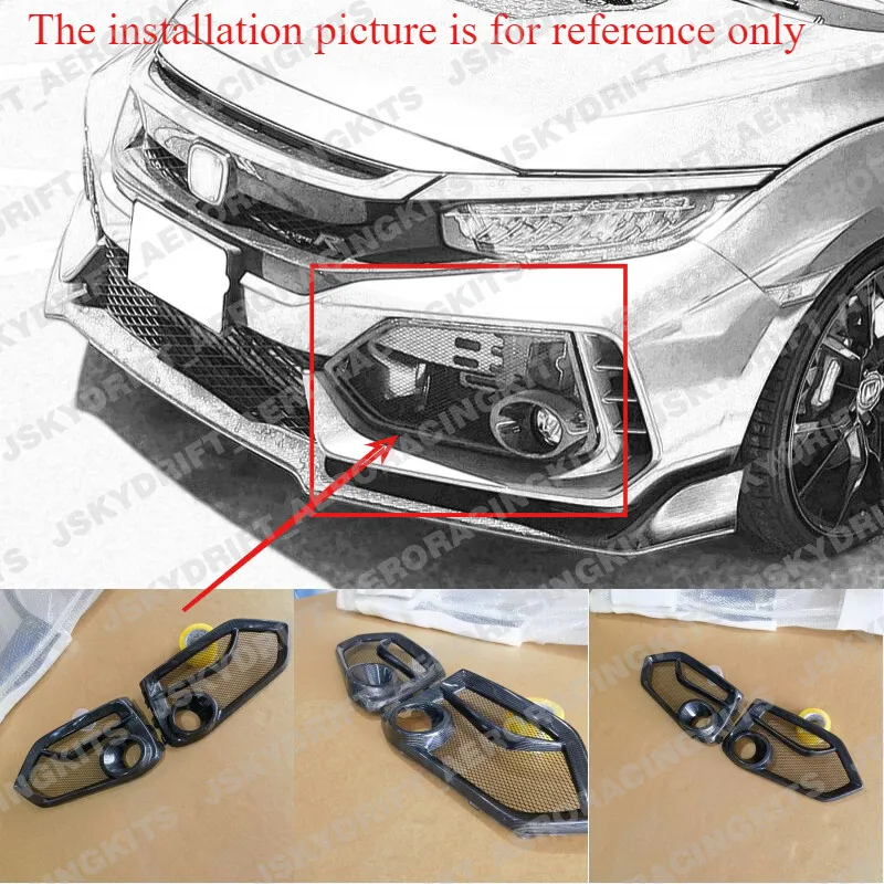 

For Honda Civic Hatchback FK8 Front Fog Light Cover Replacement Carbon Fiber