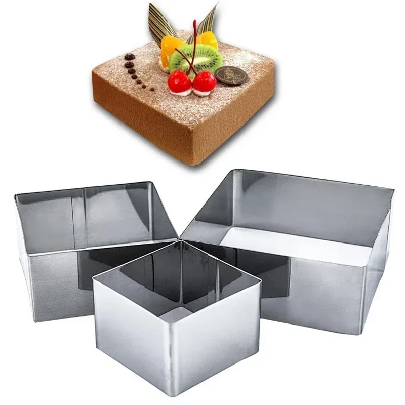 3pcs Stainless Steel Square Mousse Cake Ring Cake Mold Cake Decorating Mold For Make Chocolate Brownie Mousse Baking Tools