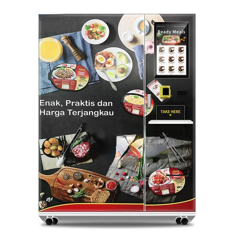 Hot and Frozen Food Vending Machine, Bill Cash e Card Reader, 21.5 Polegada Touch Screen