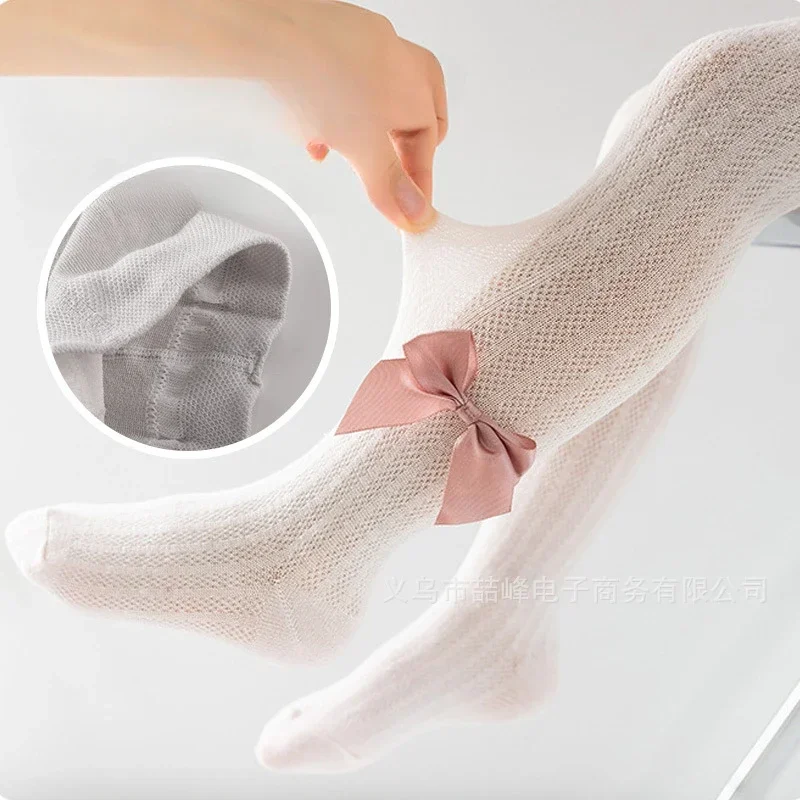 2/1 Pcs Girl Kids Leggings Infants Young Children Lolita Tights Summer Mesh Ultra Thin Bottom Pantyhose for Girls' Bow Pantyhose view 2