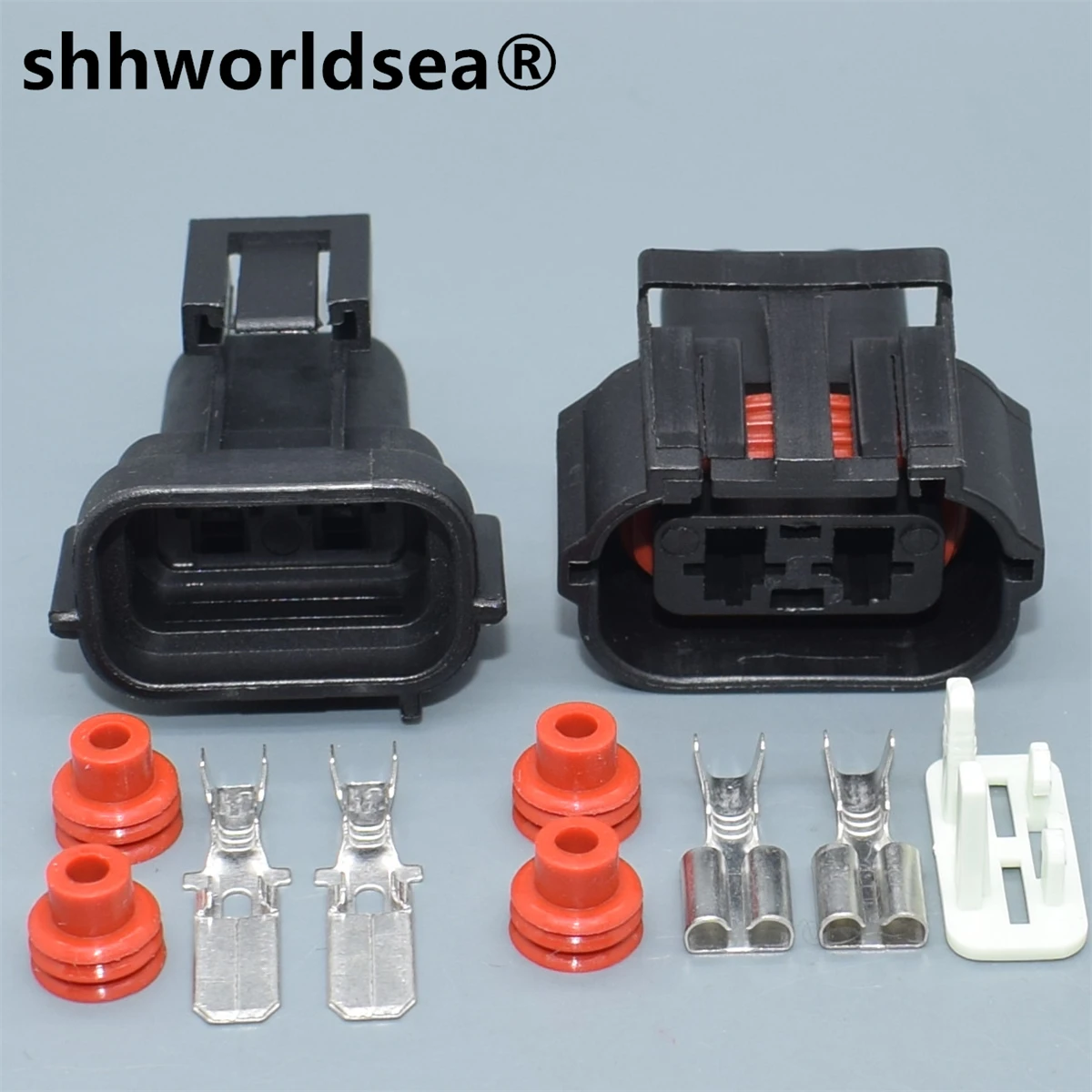 

shhworldsea 6.3mm electrical 2p female male auto wire harness connector 344081-1 344089-1