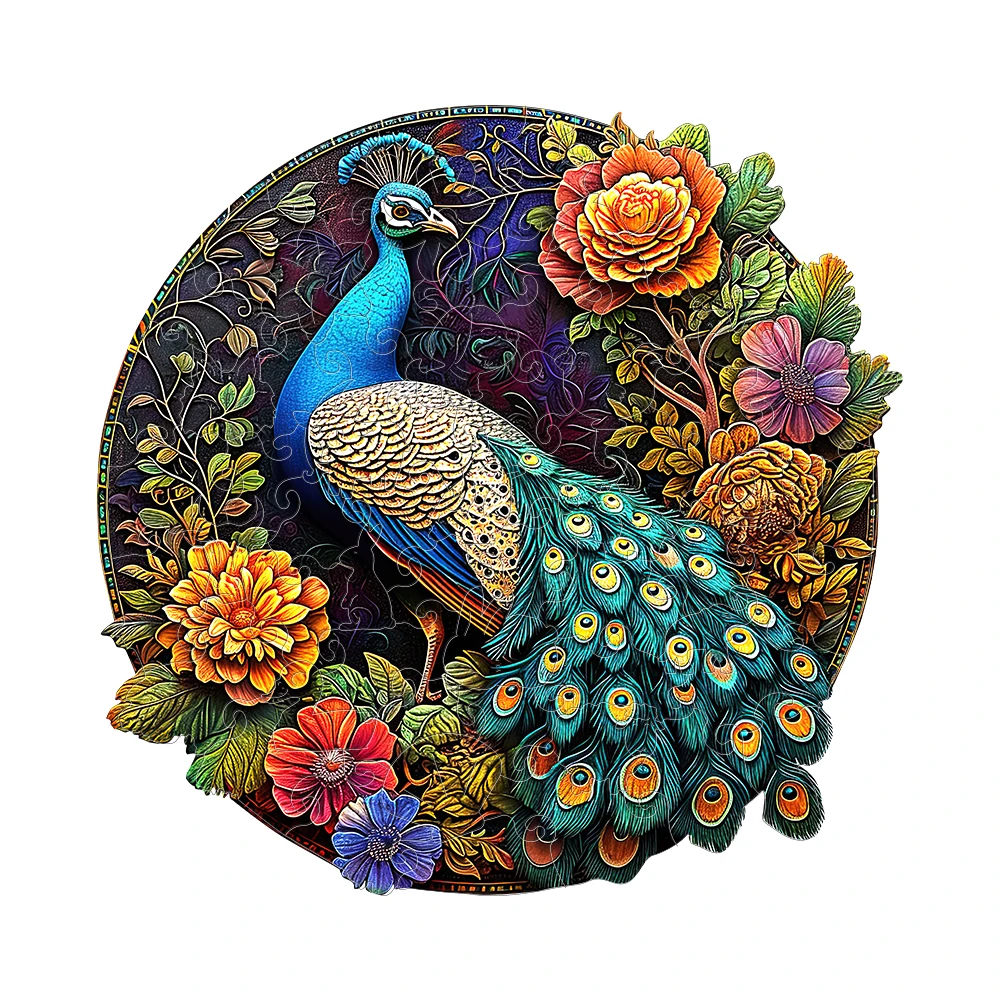 

Деревянный пазл Павлин Подарочная коробка Изысканный подарок Нерегулярная головоломка в форме животного персонализированный подарок Семейная интерактивная вызов