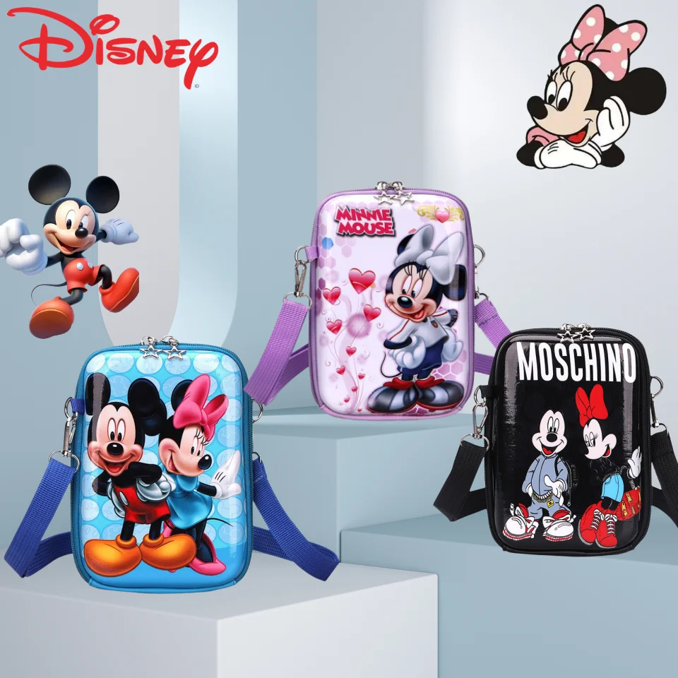New Disney Mickey Minnie Boys and Girls Cute Creative Cartoon Pattern Fashionable Portable One Shoulder Crossbody Coin Purse