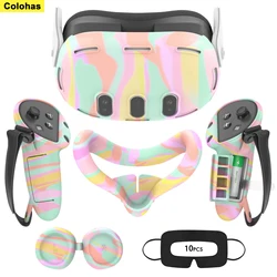Silicone Cover Set for Oculus/Meta Quest 3 Accessories VR Headset Controller Grip Protector Cover Lens Cap Face Case Eye Mask