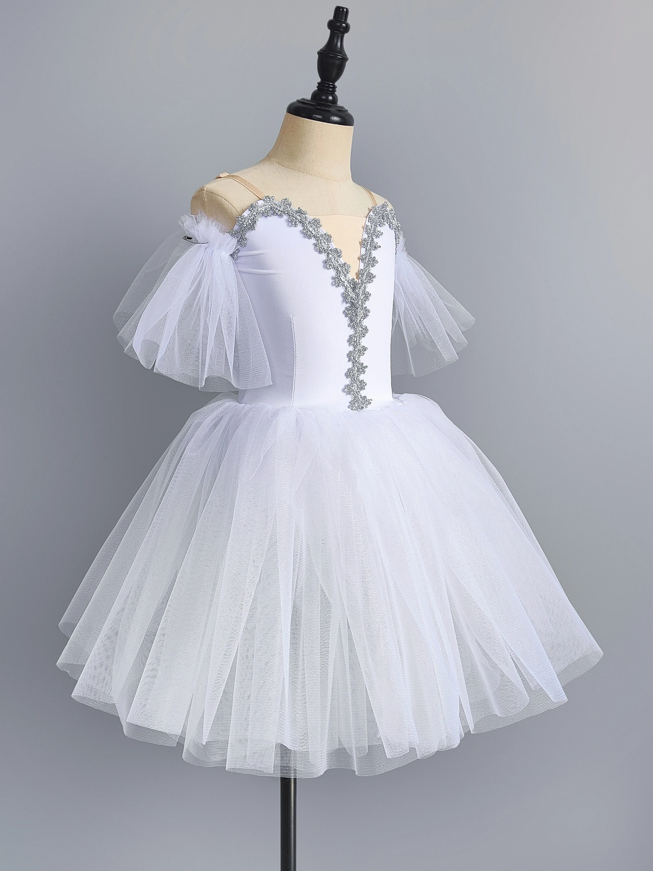 Robe de ballet longue en tulle pour filles et femmes, robe de ballerine, tutu romantique, blanc, fzLake