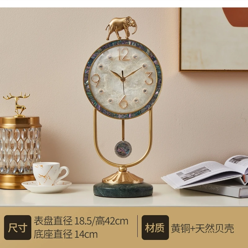 European modern design Brass Elephant clock Living Room Bedroom Study desktop quiet quartz Home decor