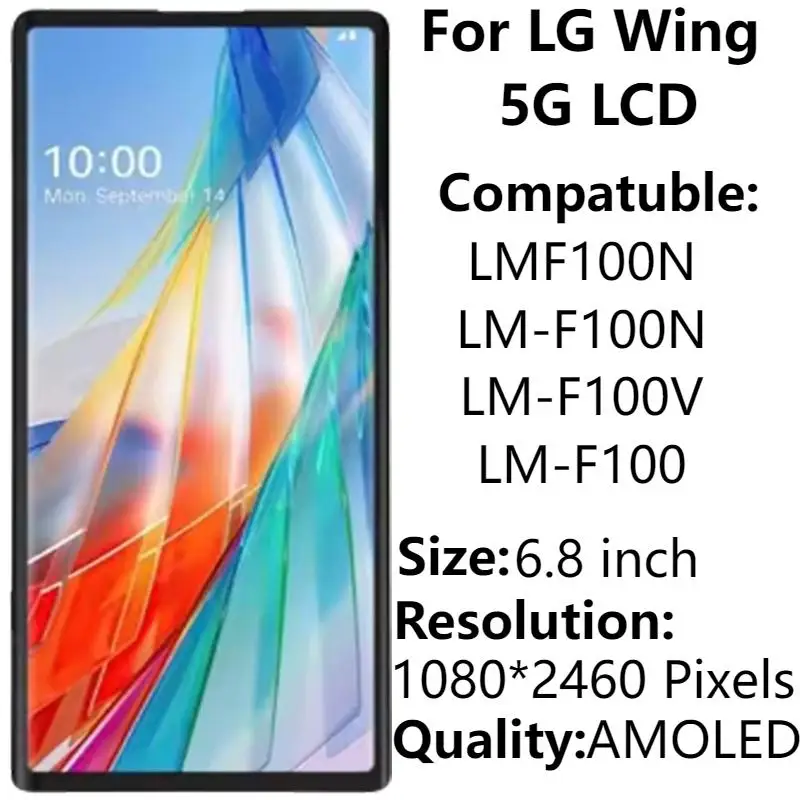6.8 ''AMOLED Für LG Flügel 5G LM-F100 F100V LMF100N LCD Display Mit Rahmen Touchscreen Digitizer