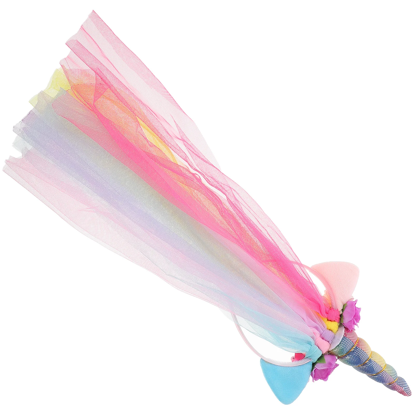 

1Pcs Unicorn Headband Tulle Glitter Ear Rainbow Horn Hair Band Costume Dance Party Accessory Unicorn Headband with Tulle
