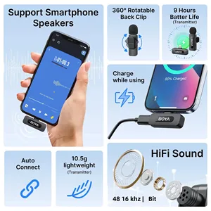BOYA BY-V3 Wireless Lapela Mirophone with Rechargeable Microphone Noise Cancellation Android Android Camera Live Vlogging 8 Main Sales Wireless Boya Microphone - №5