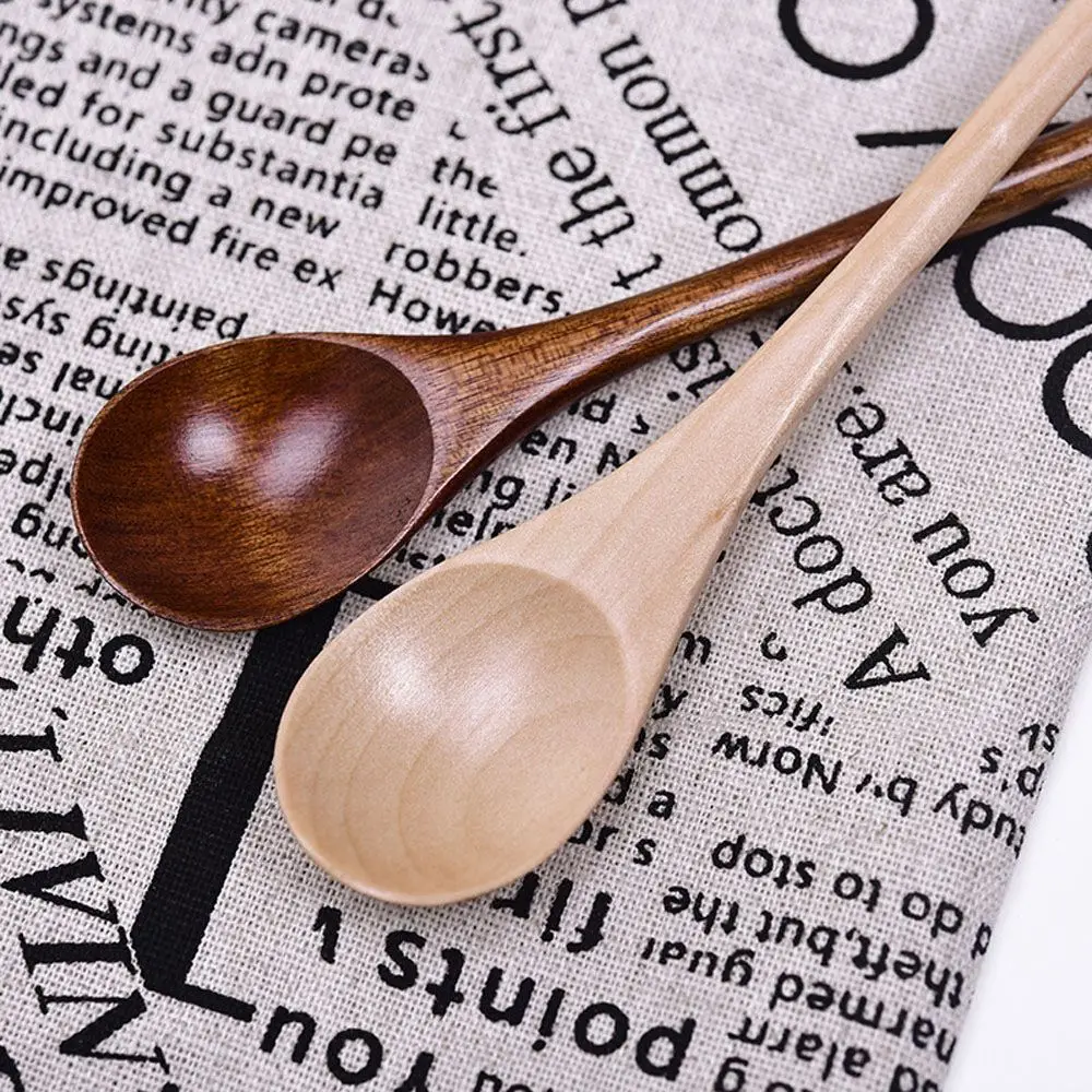 Traditional Wooden Spoons Large Long Handled Spoon Kids Spoon Wood Rice Soup Dessert Spoon Coffer Tea Mixing Tableware