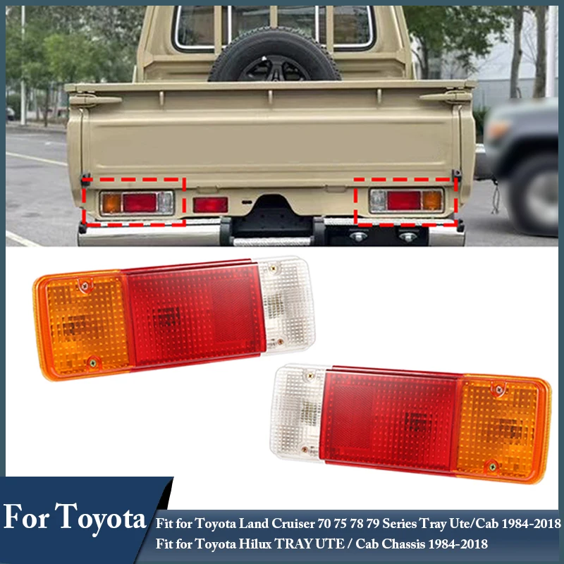 2Pcs Car Tail Lights With Bulb For Toyota Hilux TRAY UTE / Cab Chassis / Land Cruiser 70 75 78 79 Series Tray Ute/Cab 1984-2018