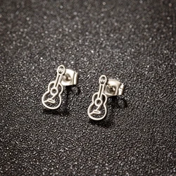1 Pair Stainless Steel Music Instrument Guitar Stud Earrings for Women Girl Earing Musical Stud Earrings Party Gift