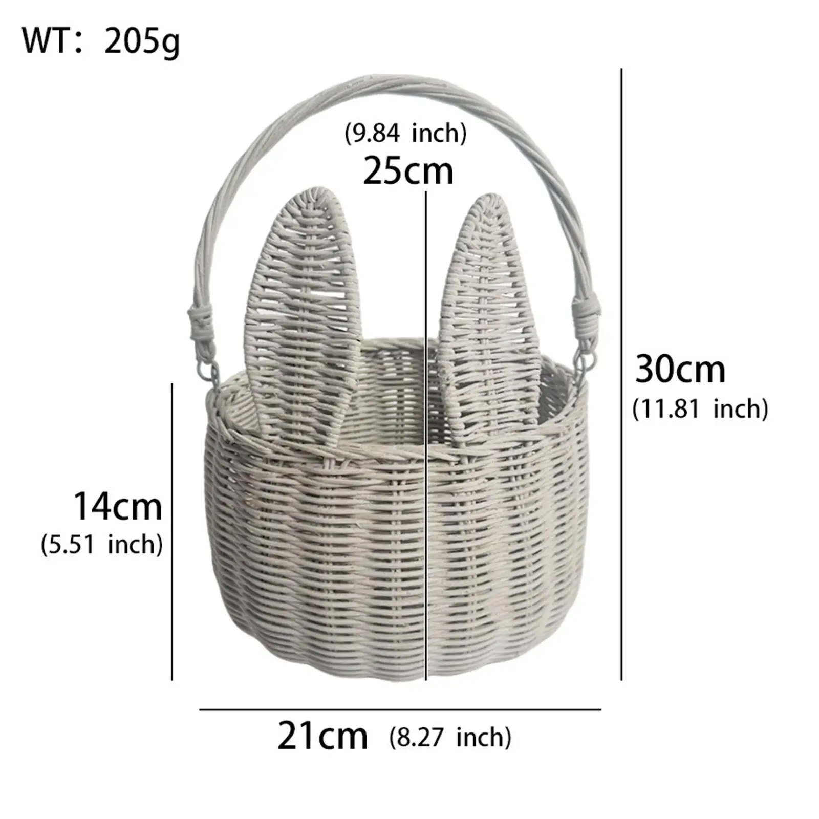 Handwoven Easter Basket with Handle Multipurpose Rattan Flower Storage Organizer for Entryway Decoration