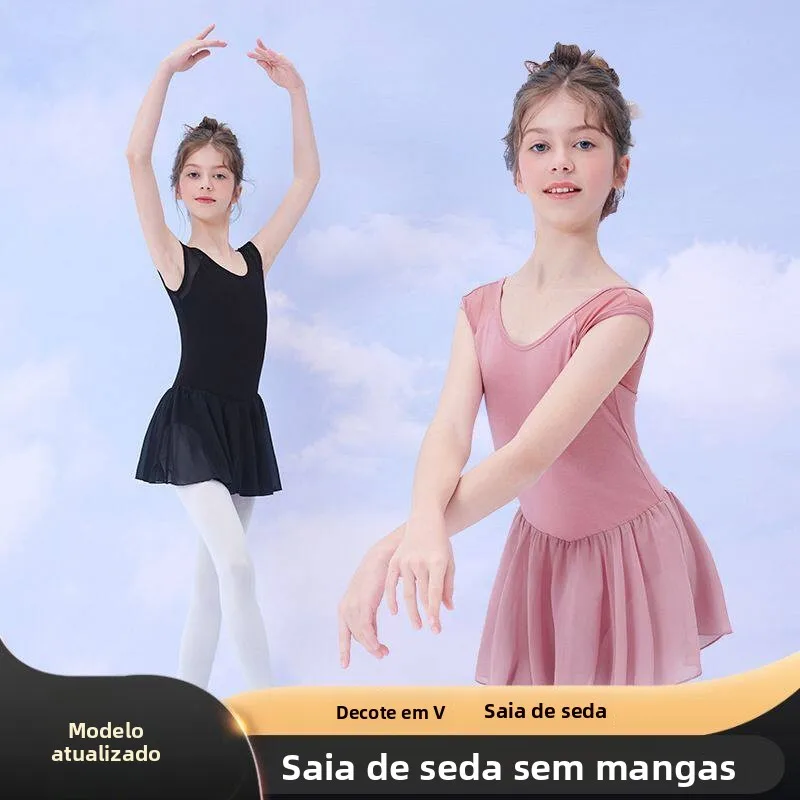 女の子バレエダンス衣装夏ノースリーブシフォンダンススカート練習ユニフォーム軽量ふわふわ生地春秋
