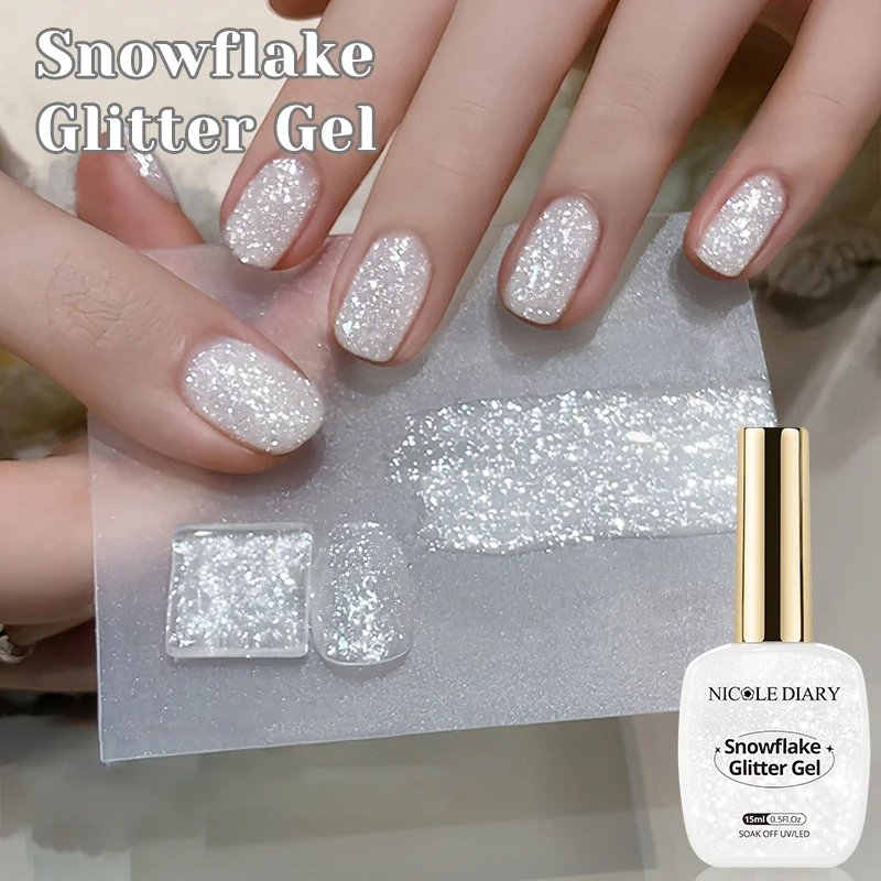 NICOLE DIARY 15ml Snowflake Glitter Gel Polish Semi Permanent Nail Art Manicure Soak Off LED Nail Supplies Vernish