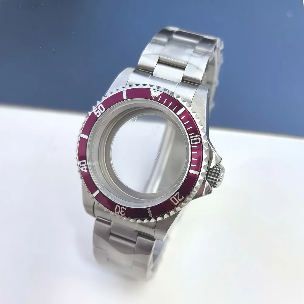 خمر 39.5 مللي متر ساعة حالة NH35 NH34 NH36 حركات الفولاذ المقاوم للصدأ الألومنيوم الحافة ساعة زجاجية مستديرة اكسسوارات