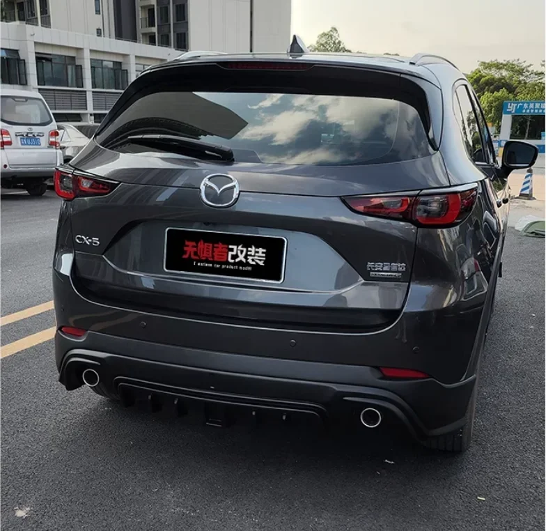 For Mazda CX5 CX-5 2022-2024 High Quality ABS Matte Black Bumper Front Lip Rear Diffuser Spoiler Body Kit (With LED Light)