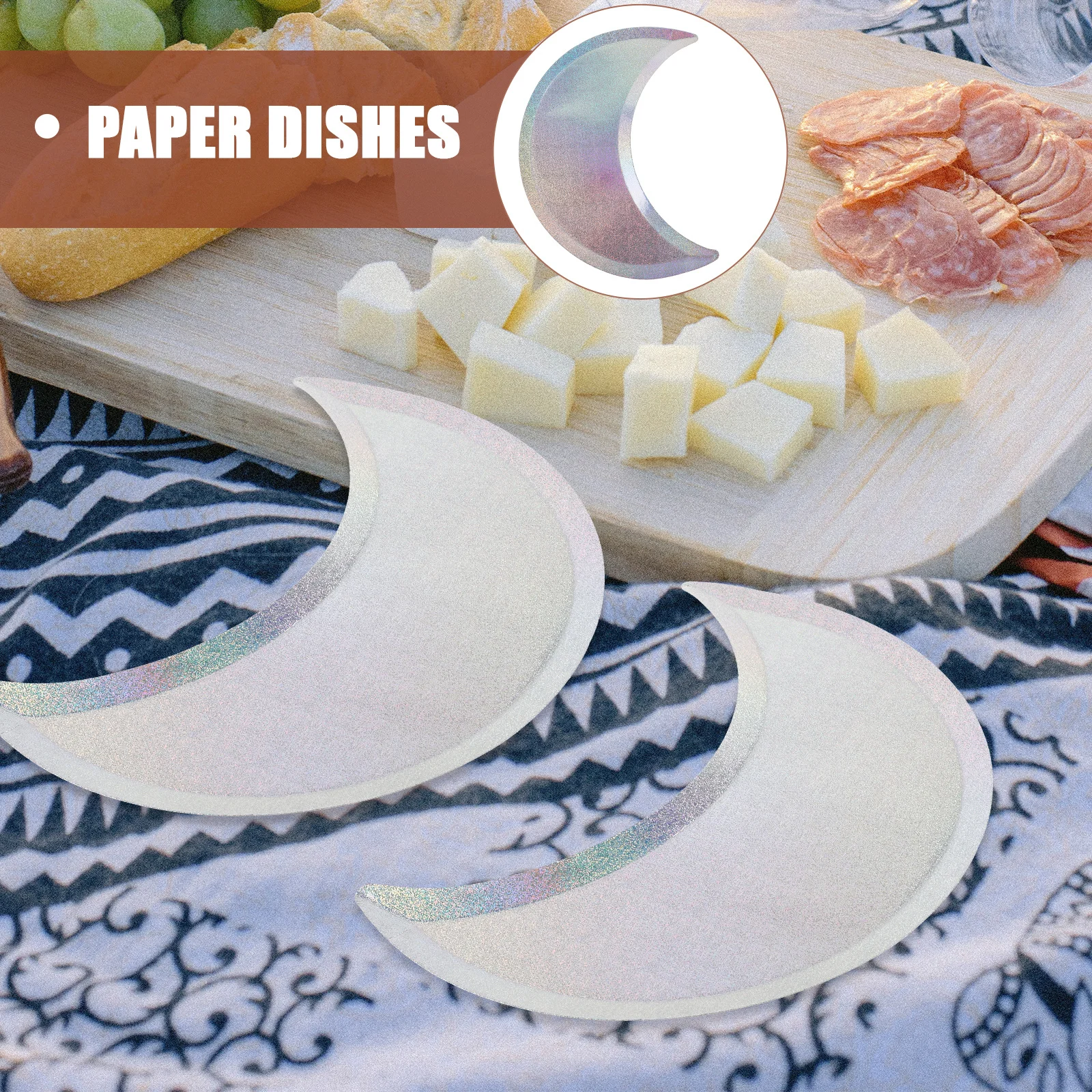 

8pcs Moon Paper Plates Simple Design Party Cake Plates For Birthday Wedding Baby Shower Holiday Dessert Tableware Disposable