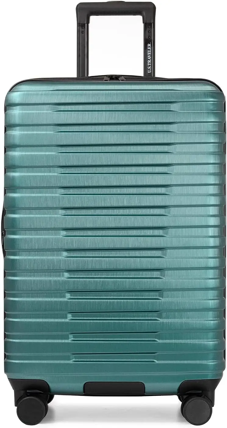 EUA viajante Boren-policarbonato Hardside robusto mala de viagem, bagagem com 8 rodas Spinner, alça de alumínio, Teal, 3 pcs