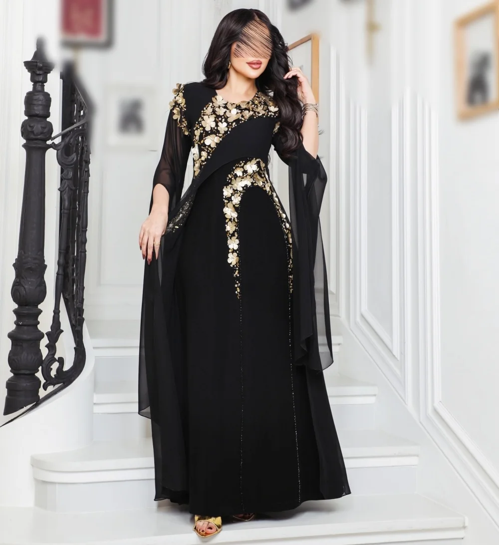 

Классическое вечернее платье в саудовском стиле на заказ, с блестящими аппликациями, А-силуэт, длинное, нарядное, для особых случаев, элегантное, для вечеринок