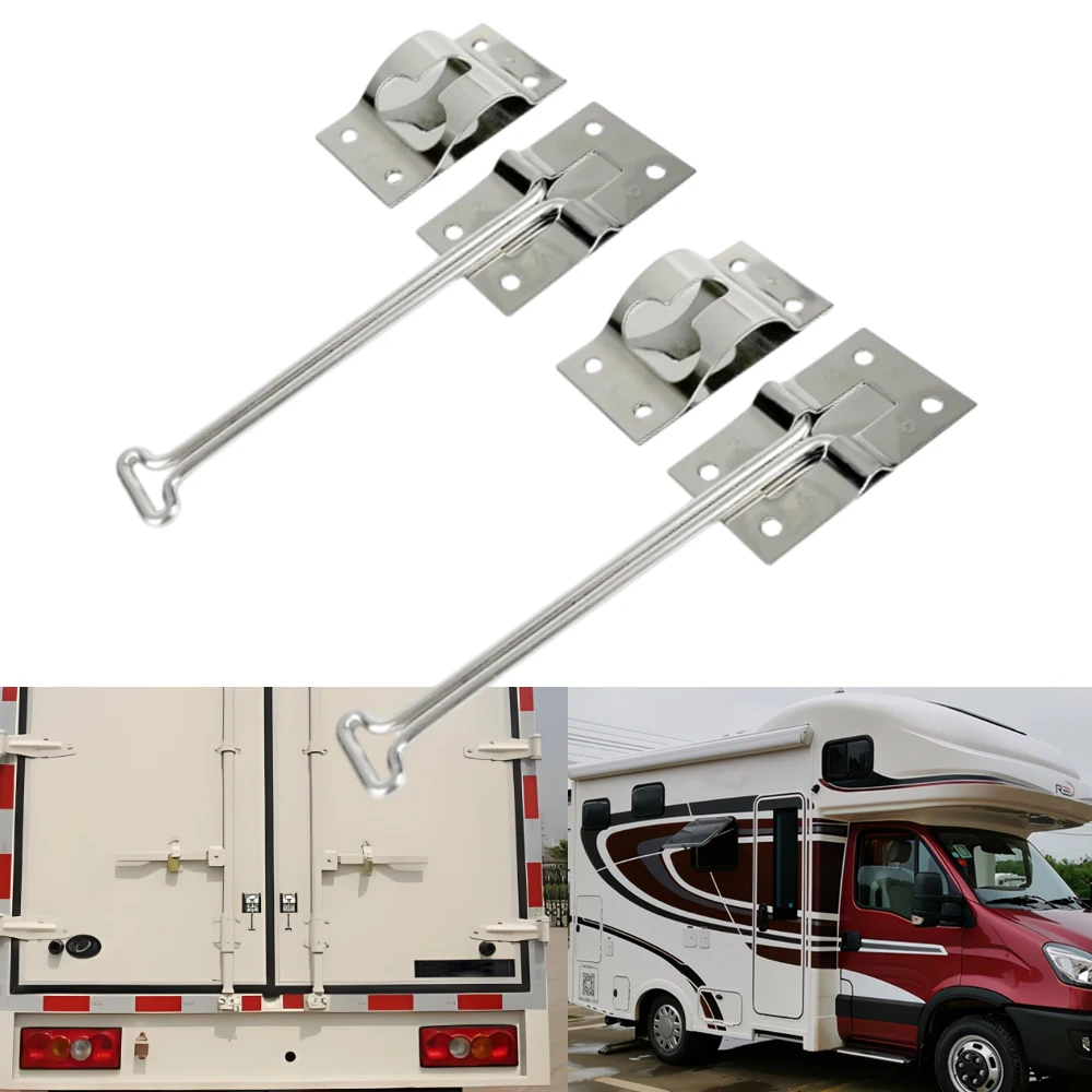 2 Pack 6 Inch RV Door Holder T-Style Latch Stainless Steel Hooks Entry Door Catch Latch For Truck Motorhome Cargo Easy Install