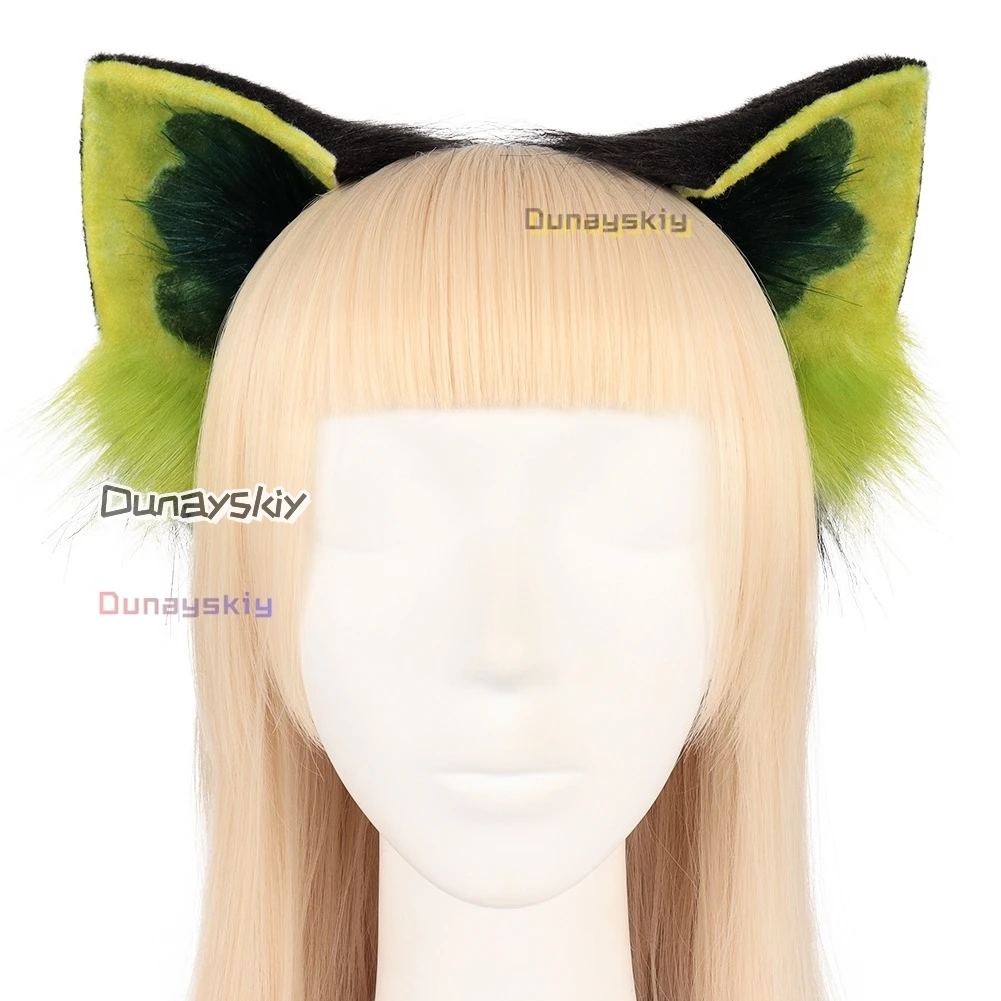 Luoxiaohei Anime Cosplay Kat Groen Oor Hoofddeksels Staart Leuke Prop Mooie Huisdier Hoofdtooi Lolita Kostuum Accessoire Dierenhoofdband