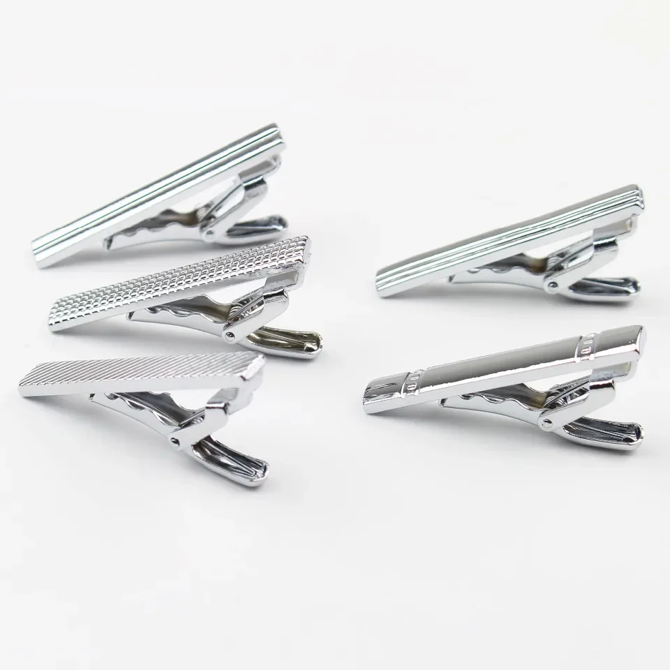 Pinzas para Corbata de Hombre de 4 cm, Broches de Acero Inoxidable Cromado, Joyería para Bodas, Novios, Padrinos, Accesorios de Vestir Masculinos