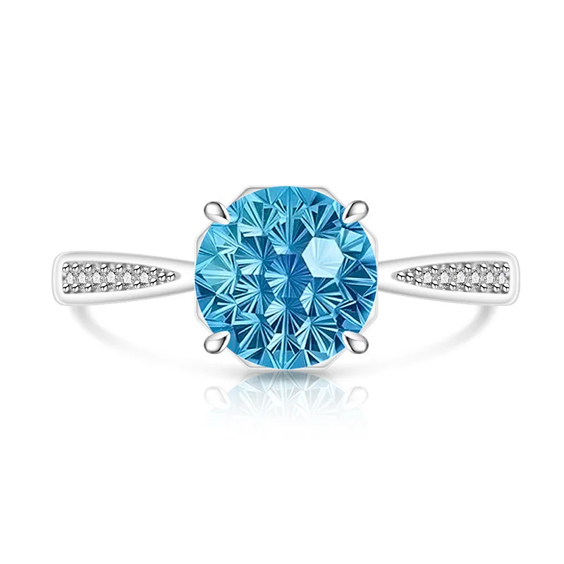925 Sterling Silber Romantischer Millennium Cut Hochkarätiger Diamant Damen Eleganter Schlichter Ehering Liebhaber-Schmuck – Detail 15