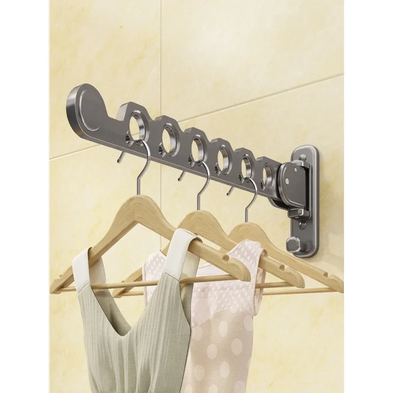 

No punching, folding drying rack, bathroom, balcony wall-mounted hanging clothes drying artifact, invisible telescopic clothes
