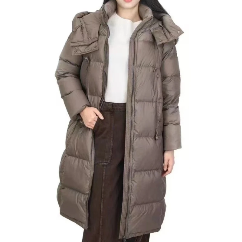 Women's White Goose Down Jacket, Long Coats, Thick Fashion Outerwear, Female Winter Coat, Korean Fashion, New, 2024