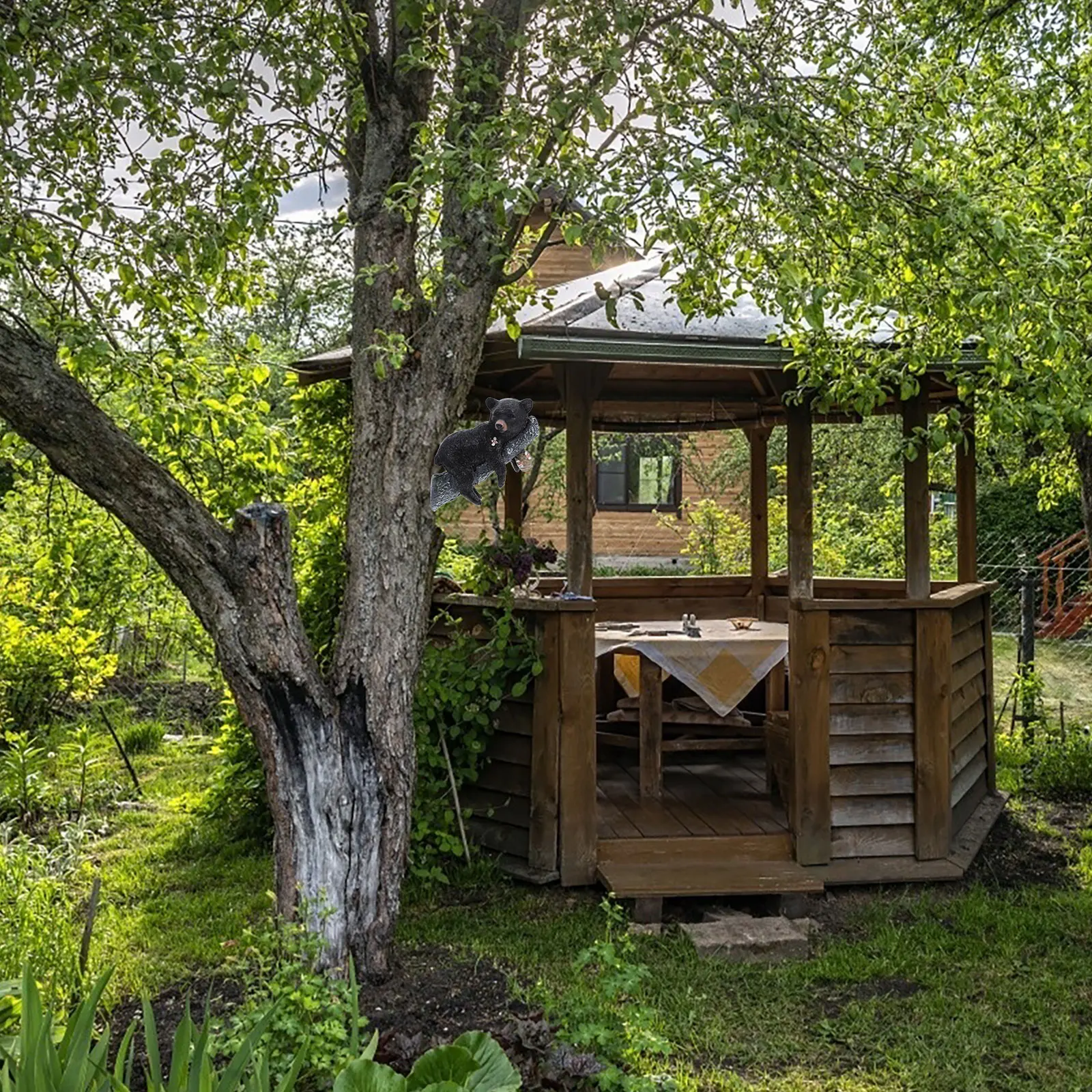 

Resin Bear Figurine Outdoor Crafts Statue Decor Black Animal Statues Tree Sculpture Garden Bear Yard Lightweight Durable