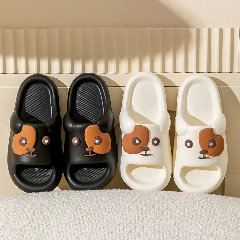 Female Puppy Slippers Summer Male Cute Animal Soft Sole Home Bathroom Shoes Couple Comfortable Non-slip Thick Bottom Sandals