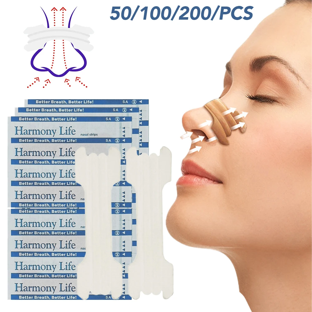 

50/100/200Pcs Breath Nasal Strips Right Way Stop Snoring Anti Snore Nose Strip Easier Better Breathing Good Sleeping Patches