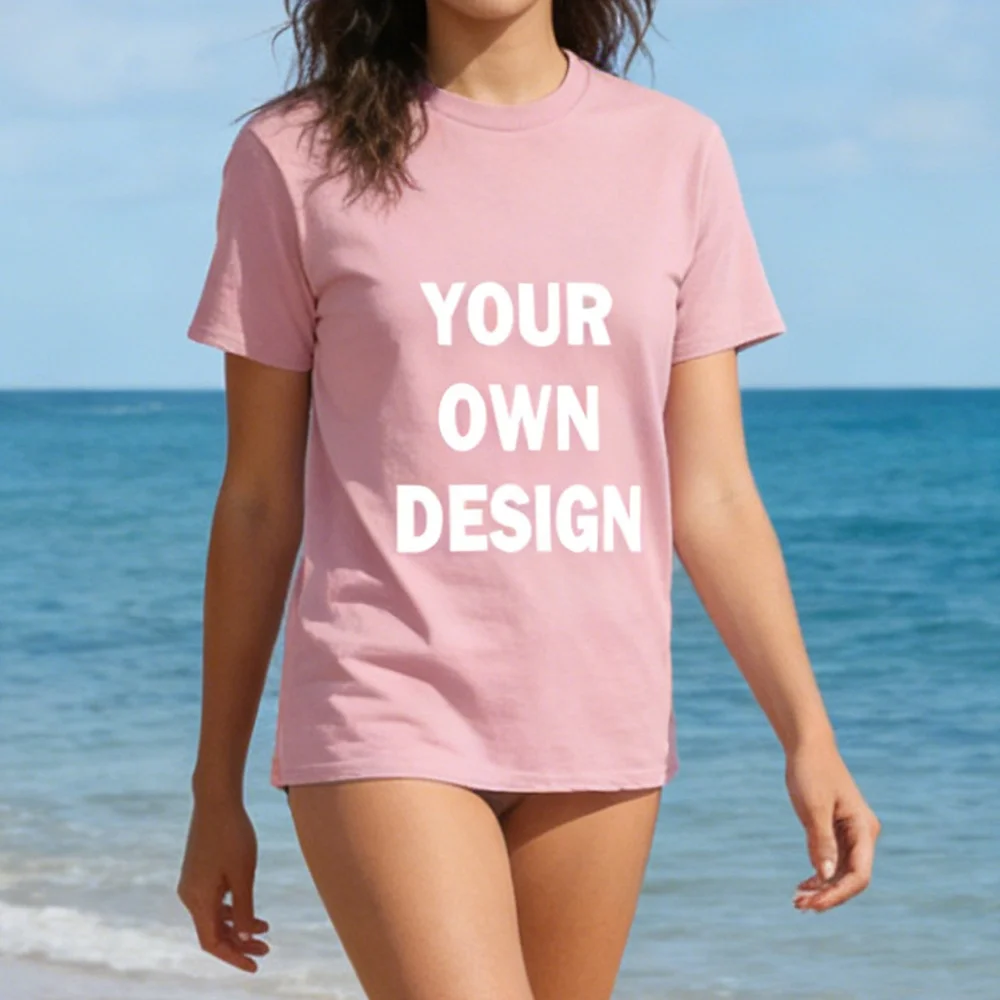 Comfy Pure Cotton Custom t-shirt female Retro Digital kawaii Colorful top tees Retro Pastel 2000s streetwear anime Trendy