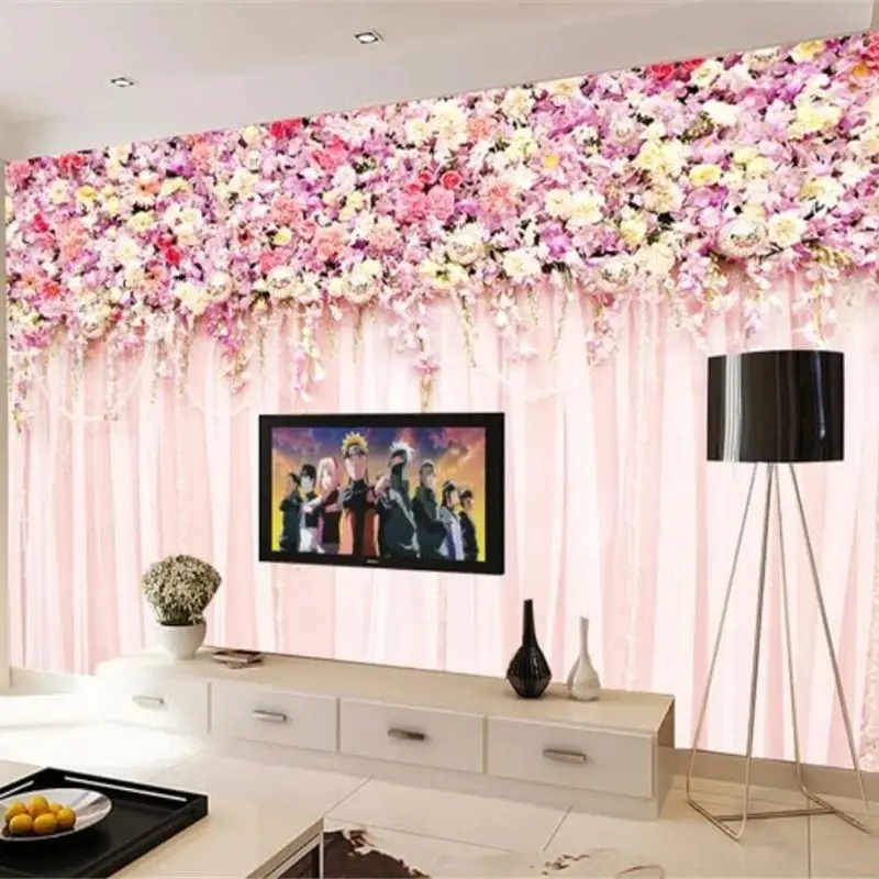 beibehang Custom wallpaper 3D photo mural warm pink flower rose Living room TV background wall papers home decor papel de parede