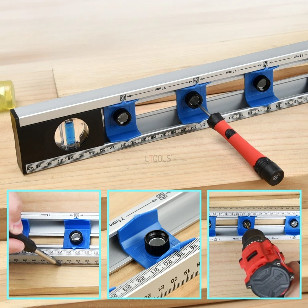 

Подвижный уровень позиционирования с четырьмя отверстиями, прецизионная горизонтальная измерительная линейка с пузырьками, локатор для быстрой перфорации, деревообрабатывающие маркировочные инструменты
