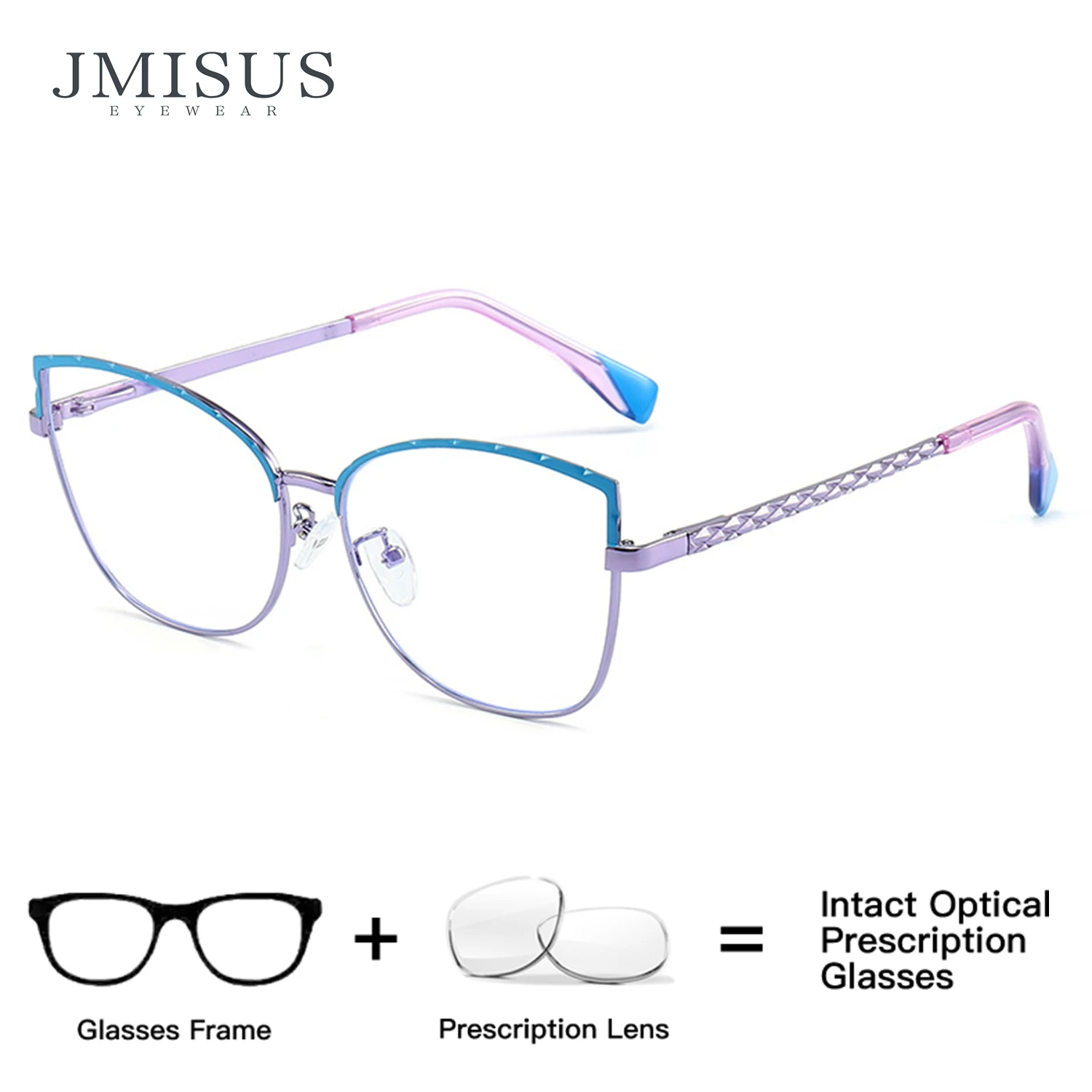 

JMISUS Cat Eye Optical Lenses with Recipe Progressive Eyeglasses Butterfly Anti-Blue Ray Photochromic Grey Prescription Eyewear