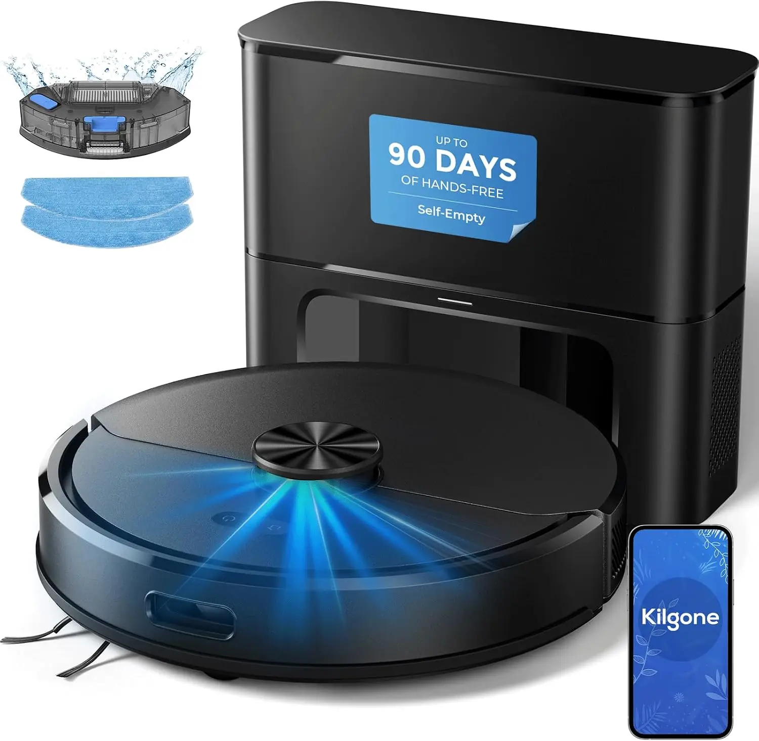 ^ForRobot Vacuum and Mop Combo with Self Emptying Station, 6000Pa Suction Anti Tangle Brush LiDAR Navigation Multi Floor Mapping