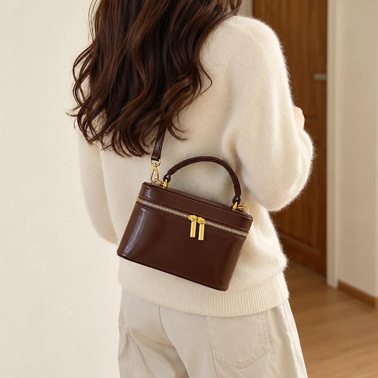 Women's Chic Box Handbag Minimalist Top Handle Bag Elegant Versatile Shoulder Crossbody Bag for Commuting