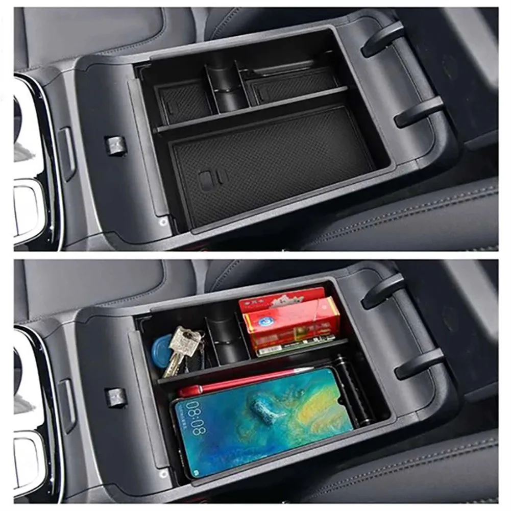 Auto Tray Armrest Storage Box 1Pcs Black Center Console Light-Weight For Hyundai Tucson NX4 2021 2022 Practical