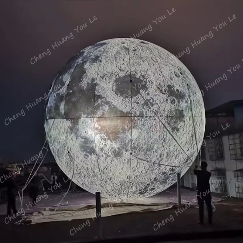 

white led light inflatable moon customize 4 meter festival activity advertising decoration