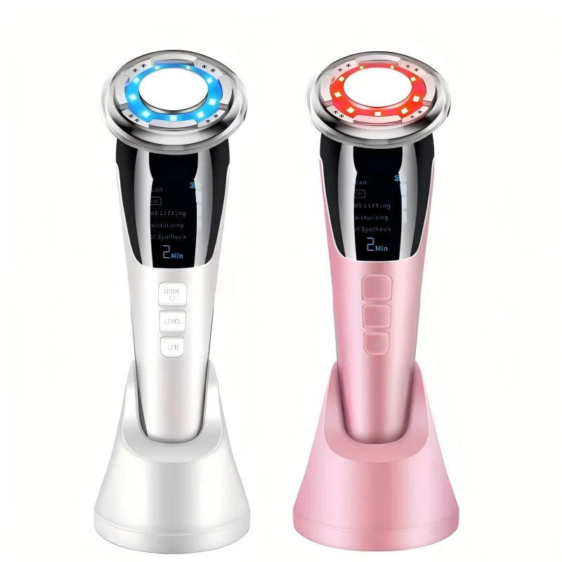 5 in 1 Microurrent Facial Device EMS Face Lift Device LED Light Therapy Hot and Cold Face Massager Skin Tightening Skincare Tool