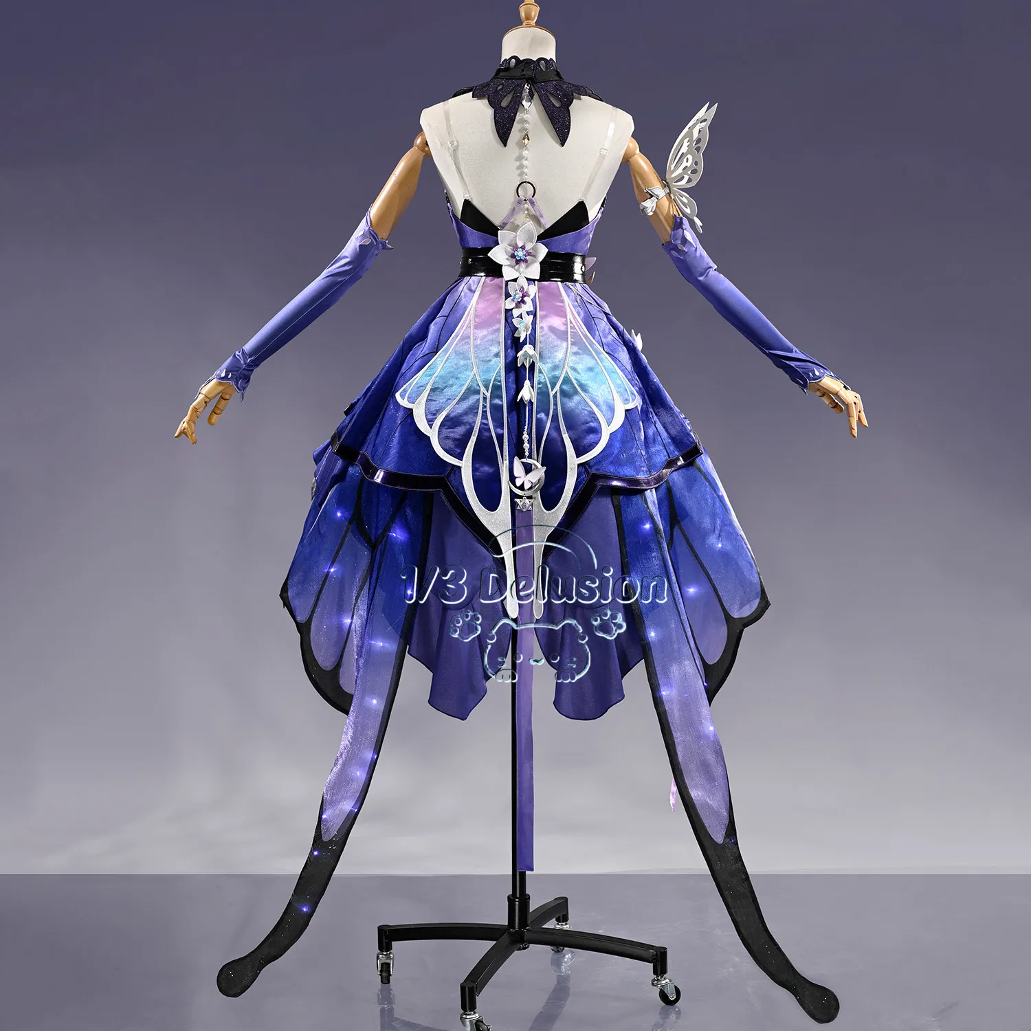 Disfraz de Cosplay de Honkai Star Rail Castorice, Conjunto Completo de Vestido Morado y Blanco de "Dreamy Butterfly", para Halloween, Carnaval y Fiestas