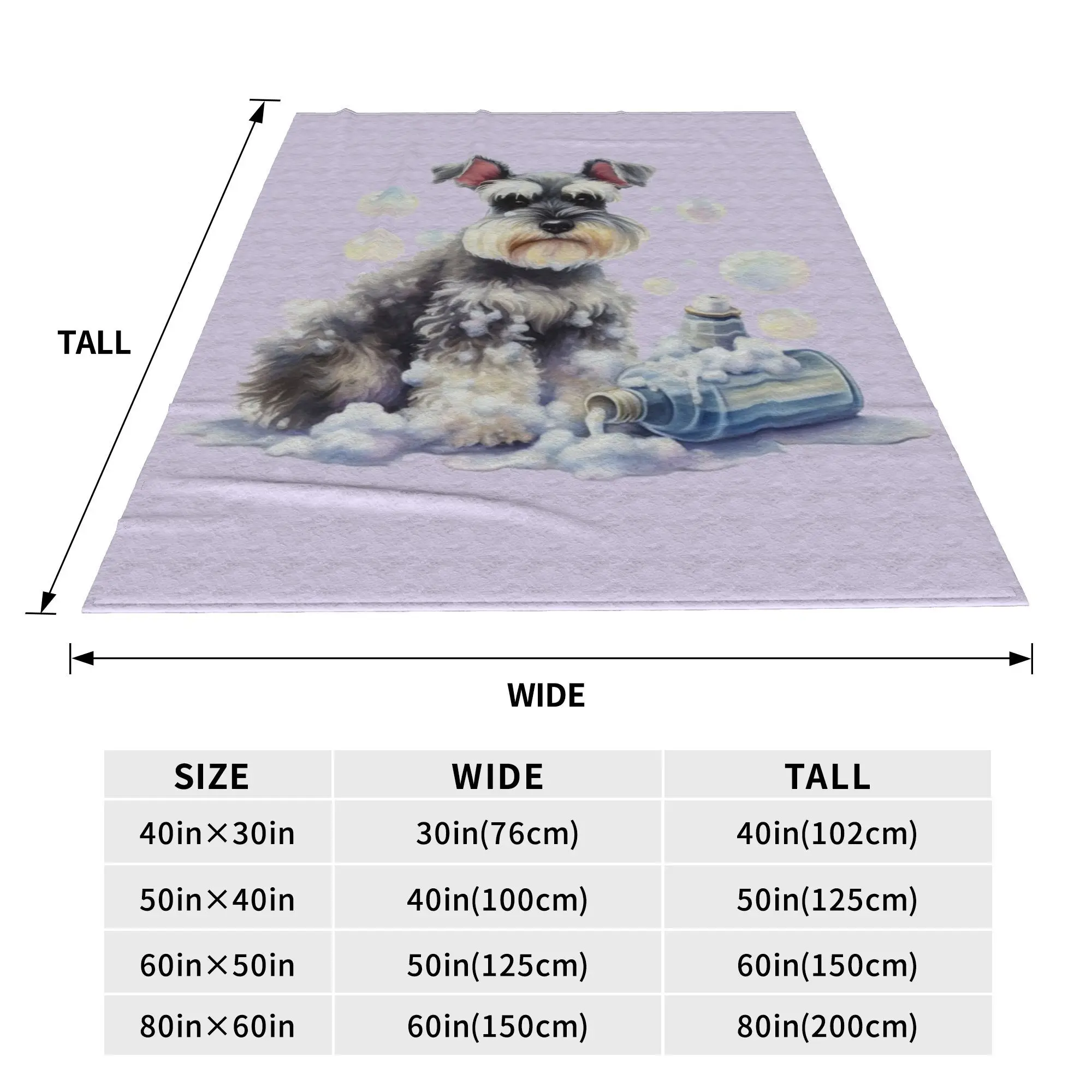 Miniature Schnauzer Bath With Bubbles Blankets Soft Warm Flannel Throw Blanket Bedspread for Bed Living room Picnic Travel Home
