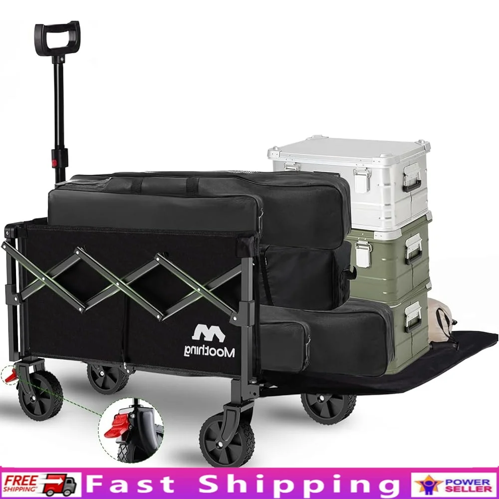 

Collapsible Folding Wagon Heavy Duty Portable Utility Cart with Tailgate 360lbs Capacity Lightweight All Terrain Wheels