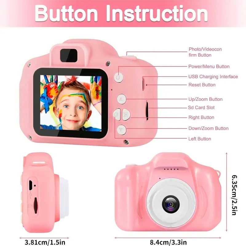 ZWN Children Digital Cameras 1080P HD Camera Video Toys 2 Inch Color Display Outdoor Camera SLR Camera Kid Toy+TF Memory Card