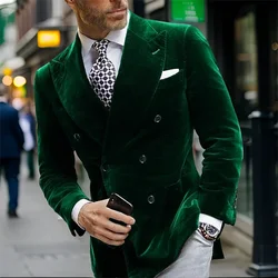 Blazer de veludo masculino para jantar estilo italiano duplo breasted jaqueta de fumar casaco elegante para festa de baile de casamento 2024